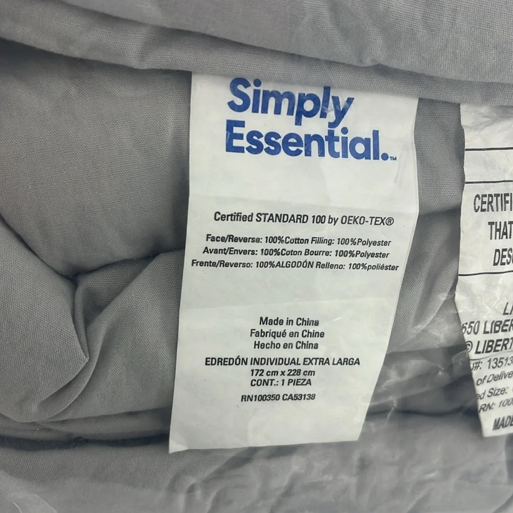SIMPLY ESSENTIAL Garment Washed Comforter Set Twin XL Microchip Grey